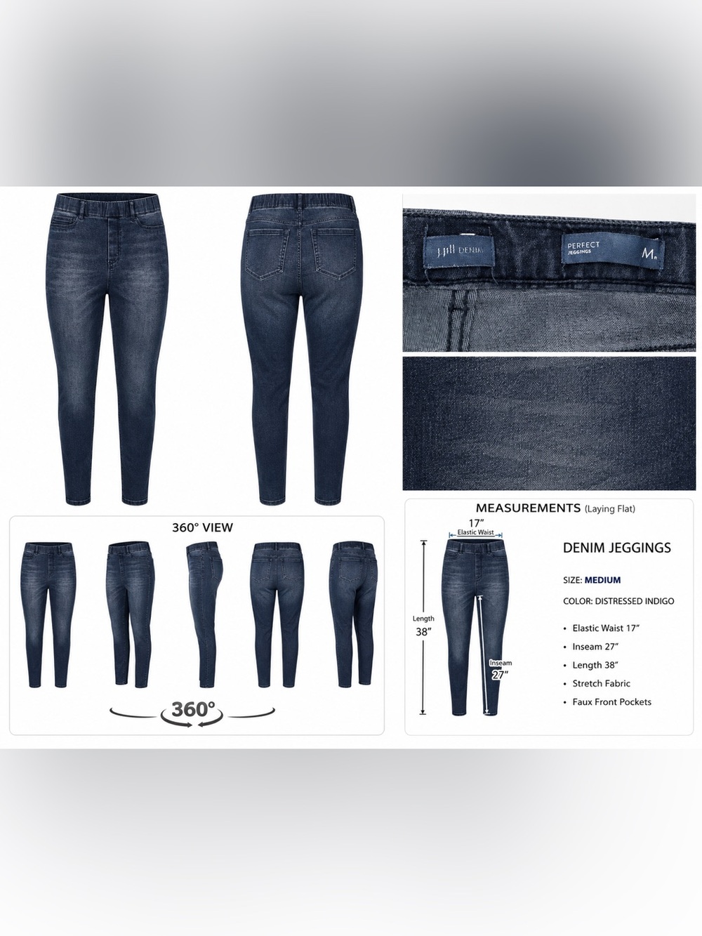 Like New J Jill Denim Blue Stretch Pull-On  Jeggings Jeans Medium